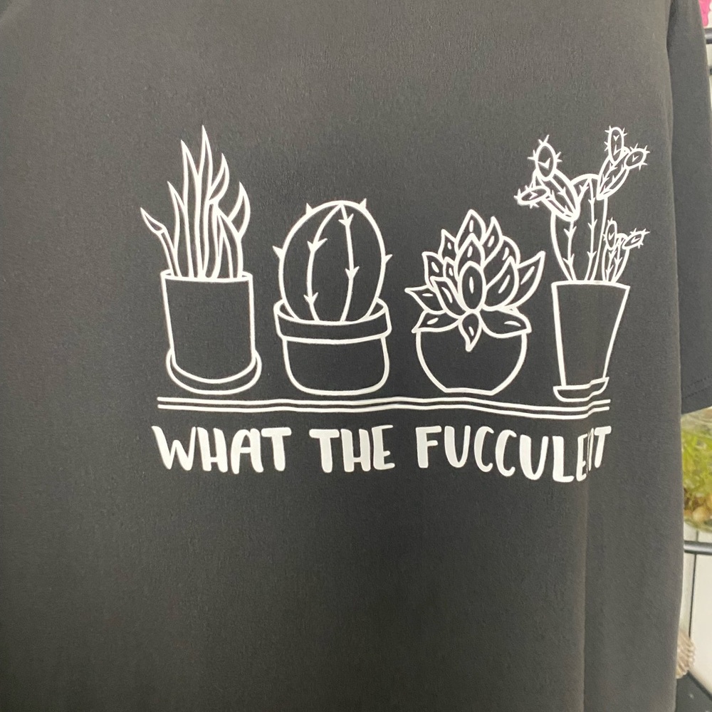 Bundle SHEIN Curve “What The Fucculent” t-shirt black matching post earrings